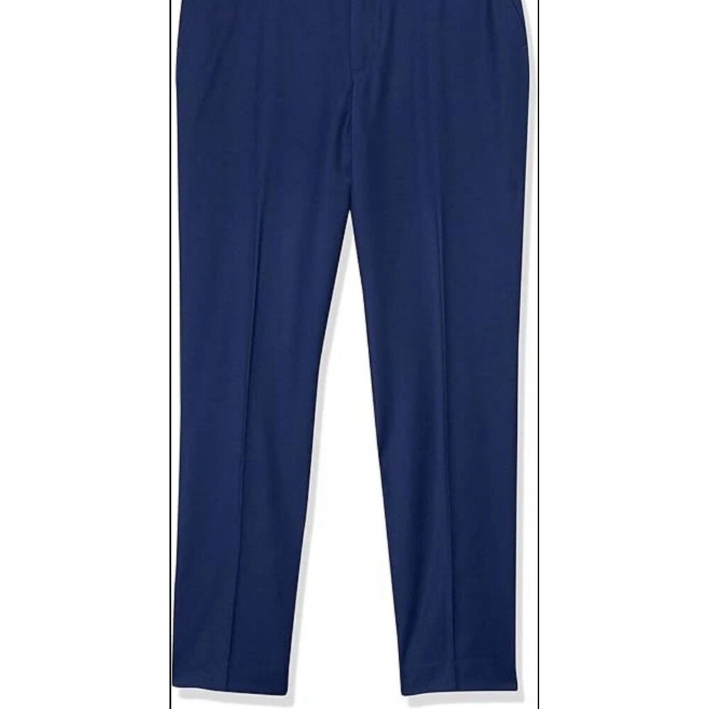 Calvin Klein Boys' Flat Bi-Stretch Dress Pant, Straight Leg Fit, Blue, 4